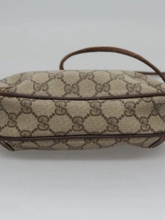 GUCCI GG Supreme Web Sherry Line Shoulder Bag PVC Beige Red Auth 99180 - Picture 5 of 15